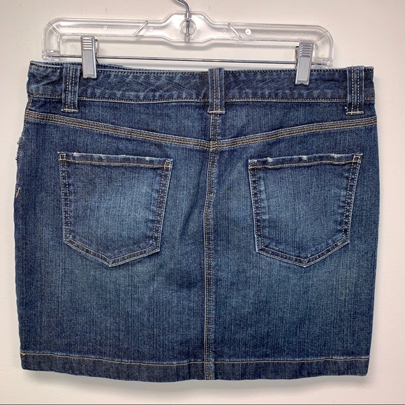 Loft Distressed Denim Jean Mini Skirt - Picture 3 of 9